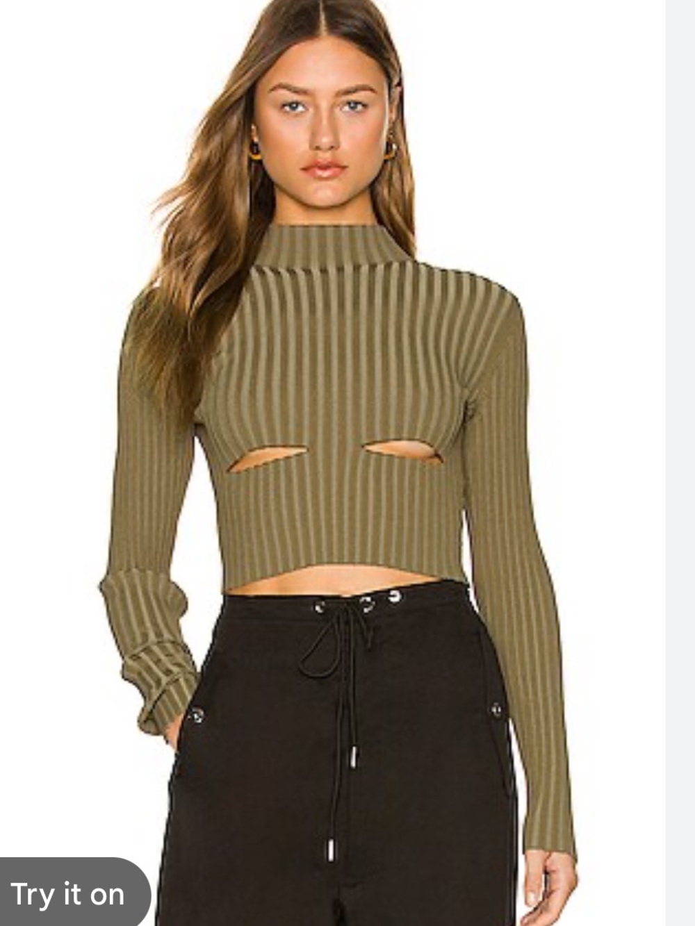 Dion Lee Surplus Green Rib Slash cut out  Crop Top